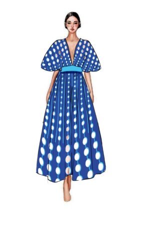 Puff-Sleeve Printed Maxi Dress