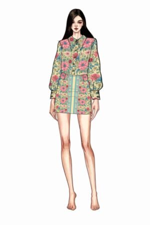 Floral Print Blouse & Mini Skirt Set