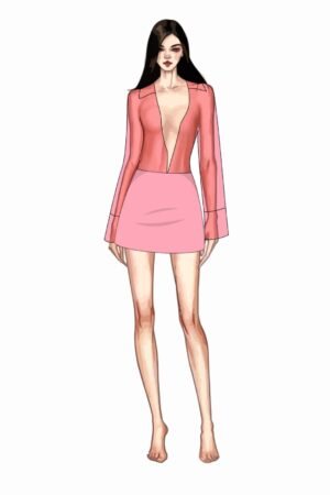 Plunge Blazer Top & Mini Skirt Set